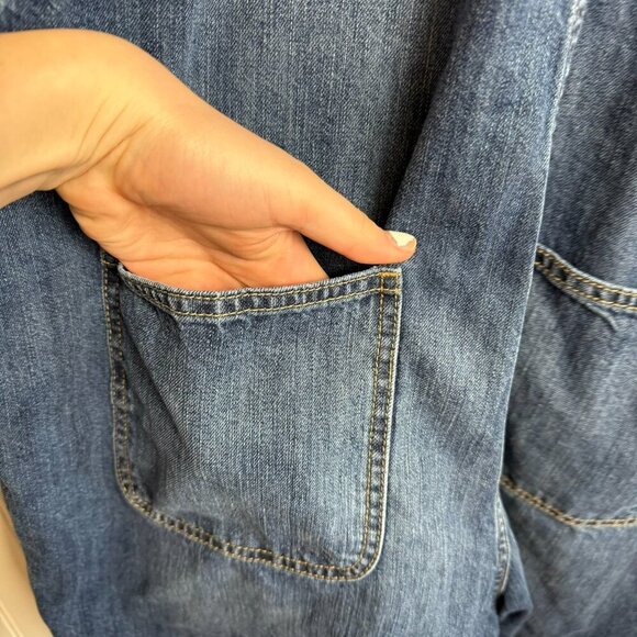 Gap denim raw hem shortalls denim overalls size XL - Picture 6 of 6